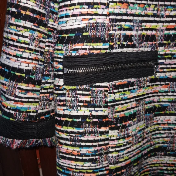 Ann Taylor Textured Mixed Tweed Zip Pocket Jacket In Black Multi Color s… - Picture 5 of 14